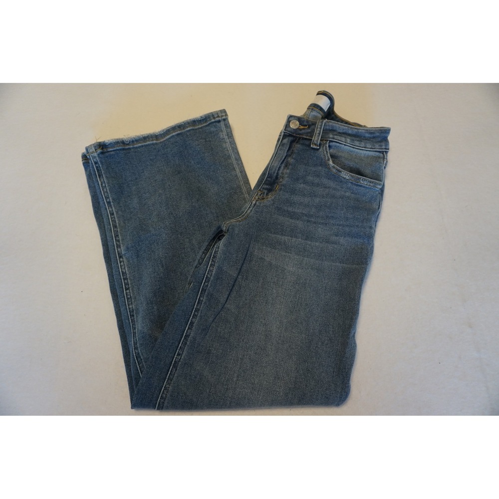 Vervet Blue Women Medium Wash Distressed Wide Leg Jeans T5884 Size 27